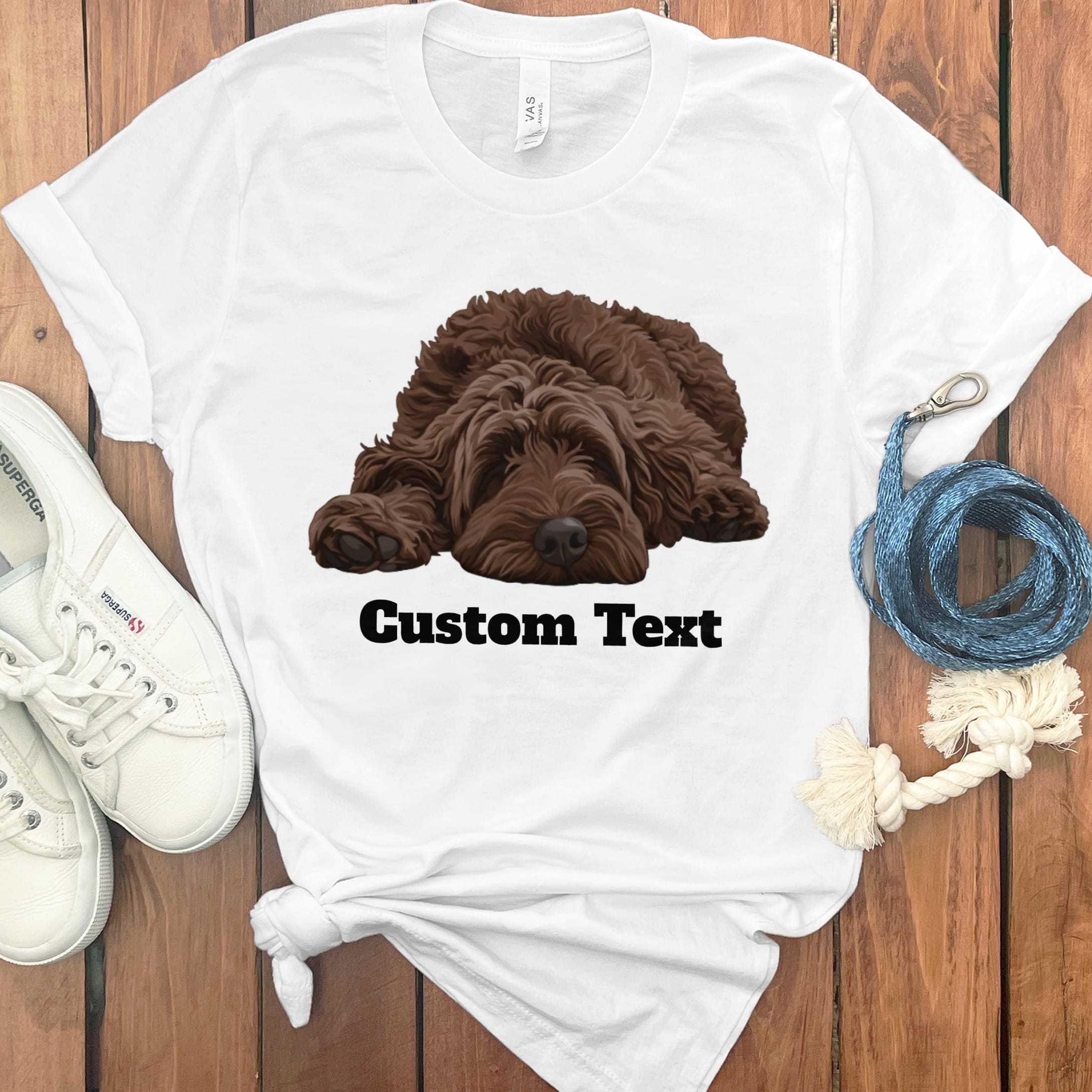 Custom Chocolate Sleeping Doodle T-Shirt in White / S by Puppy Jo