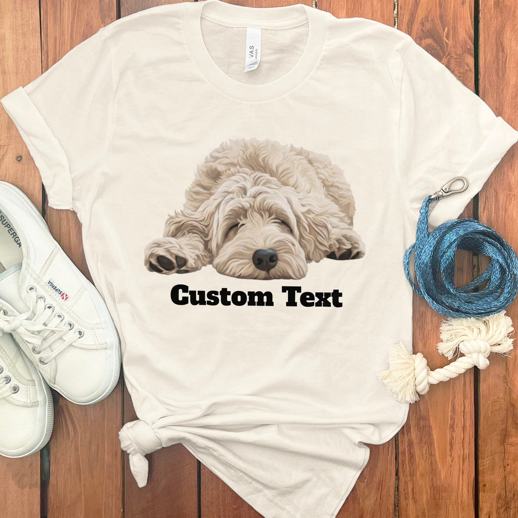 Custom Cream Sleeping Doodle T-Shirt in Natural / S by Puppy Jo