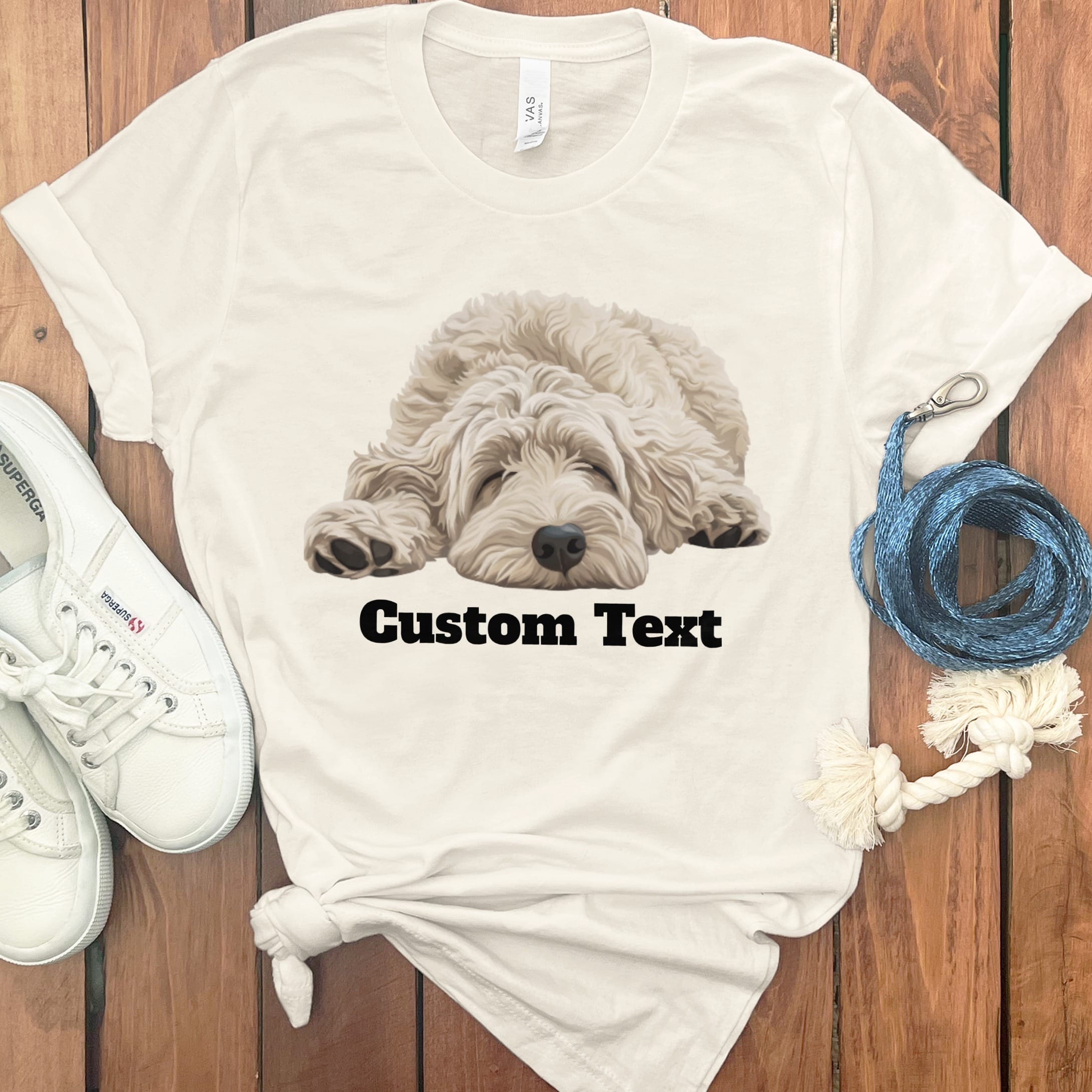 Custom Cream Sleeping Doodle T-Shirt in Natural / S by Puppy Jo
