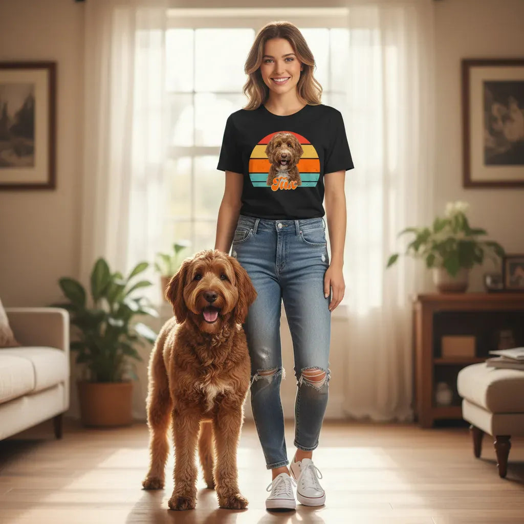 Custom Dog Photo Sunset T-Shirt in by Puppy Jo