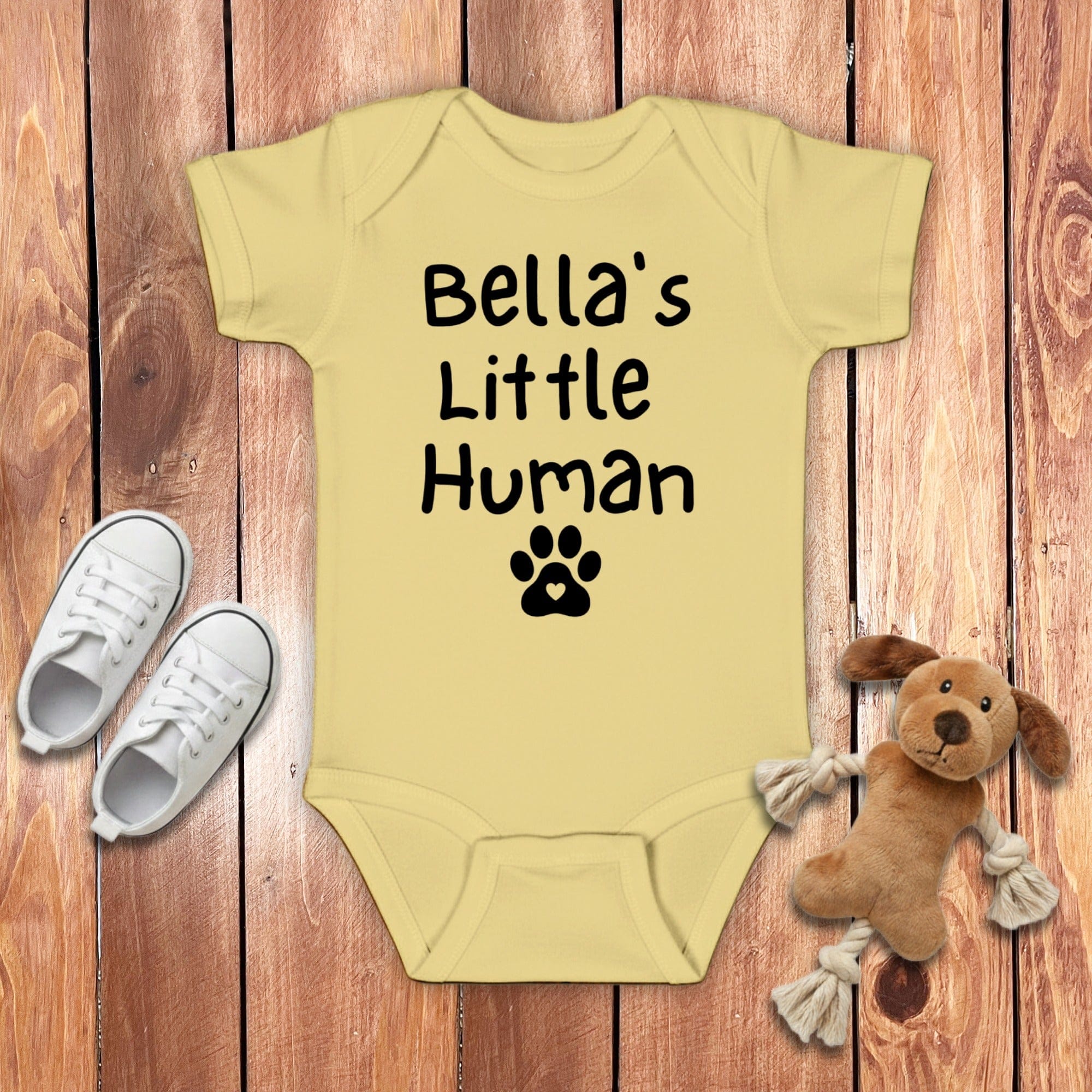 Custom Dog's Little Human Bodysuit in Banana / 6M by Puppy Jo