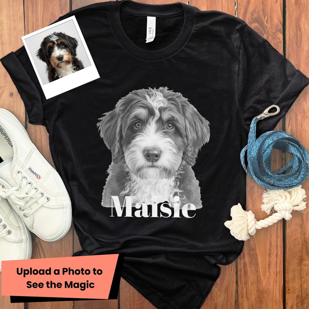Custom Doodle Photo T-Shirt in Black / S by Puppy Jo