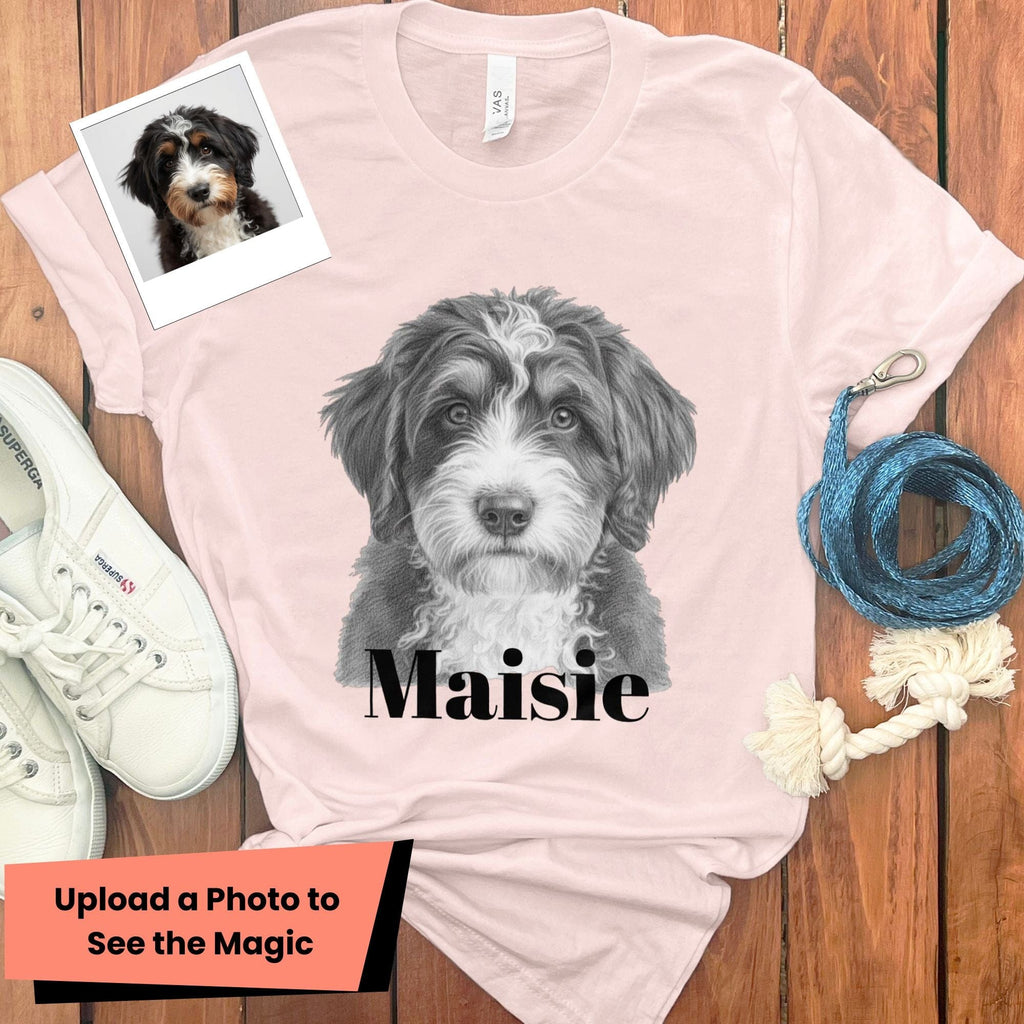 Custom Doodle Photo T-Shirt in Soft Pink / S by Puppy Jo