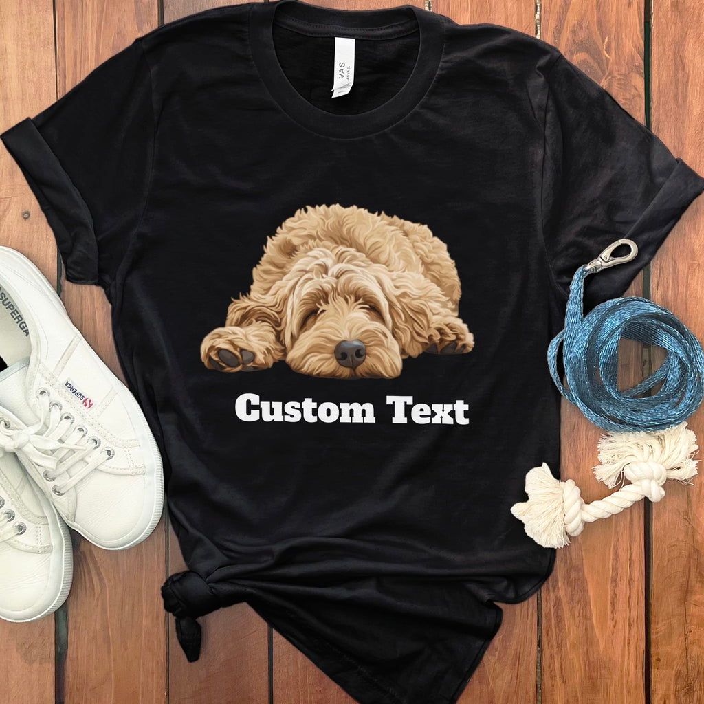 Custom Golden Sleeping Doodle T-Shirt in Black / S by Puppy Jo