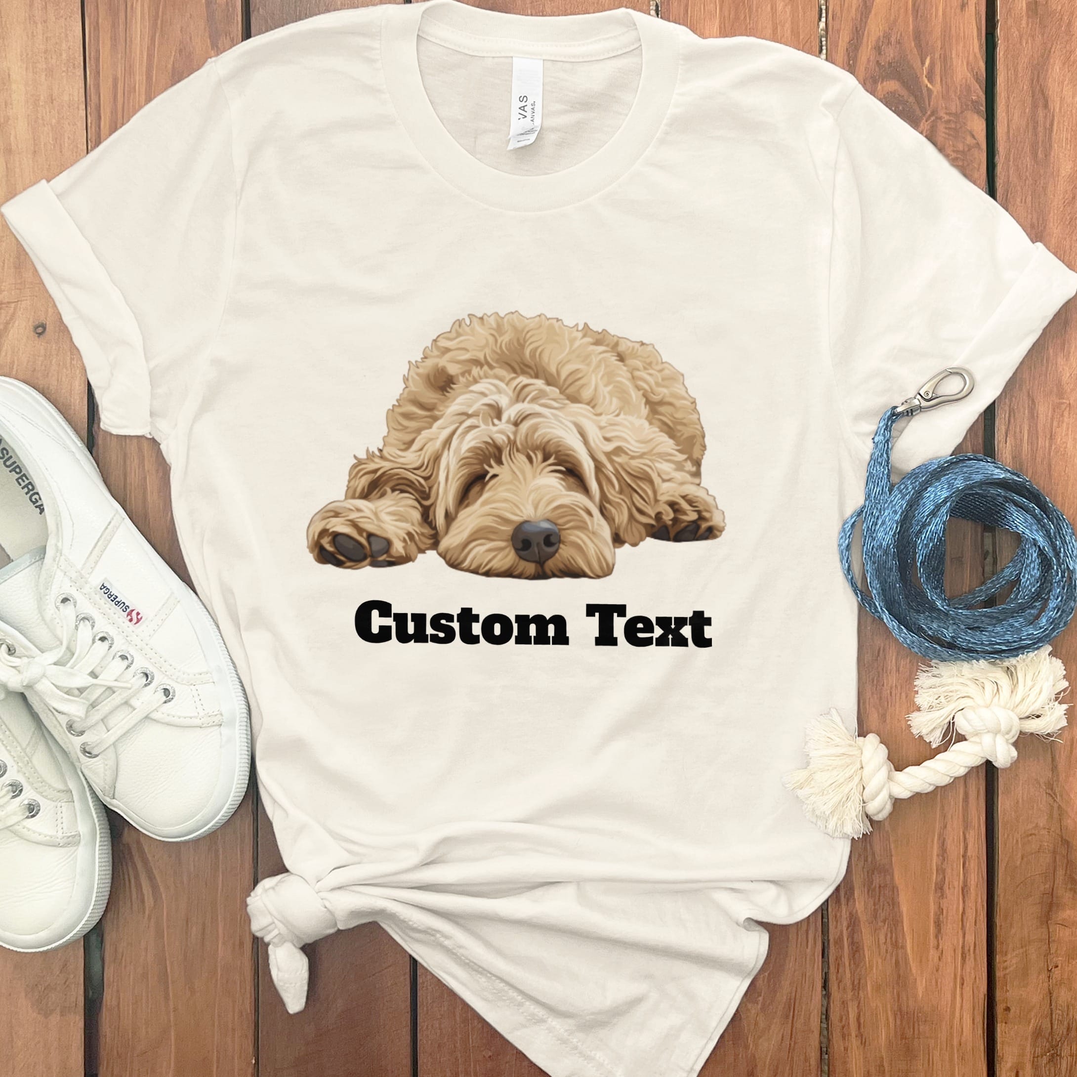 Custom Golden Sleeping Doodle T-Shirt in Natural / S by Puppy Jo