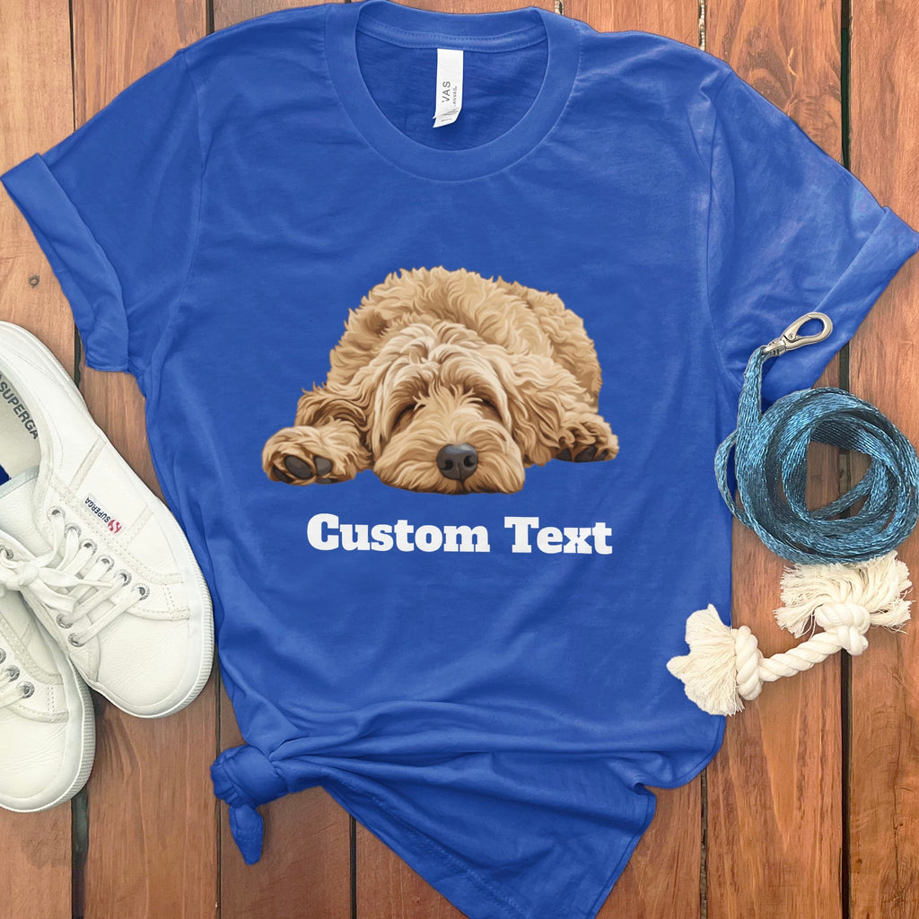 Custom Golden Sleeping Doodle T-Shirt in True Royal / S by Puppy Jo