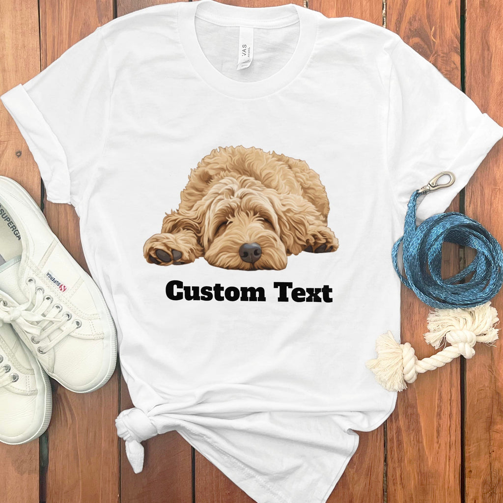 Custom Golden Sleeping Doodle T-Shirt in White / S by Puppy Jo