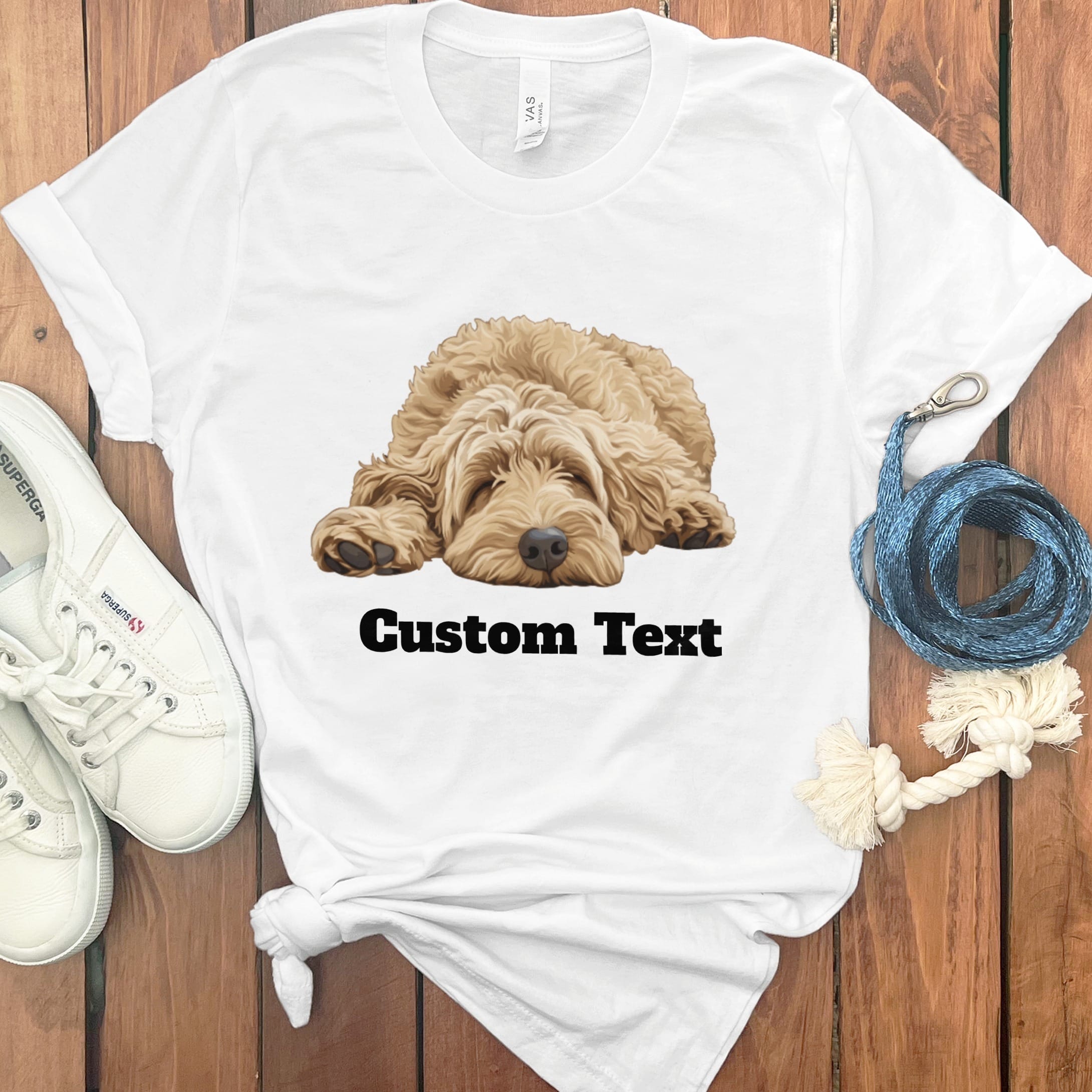 Custom Golden Sleeping Doodle T-Shirt in White / S by Puppy Jo