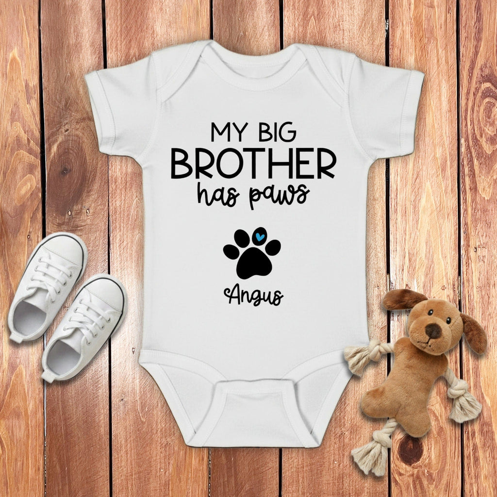 Custom My Brother Has Paws Bodysuit in White / NB (0-3M) by Puppy Jo