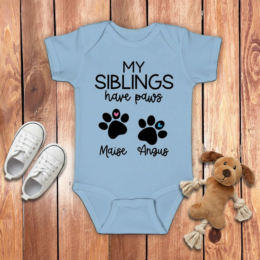 Custom My Siblings Bodysuit in Light Blue / NB (0-3M) by Puppy Jo
