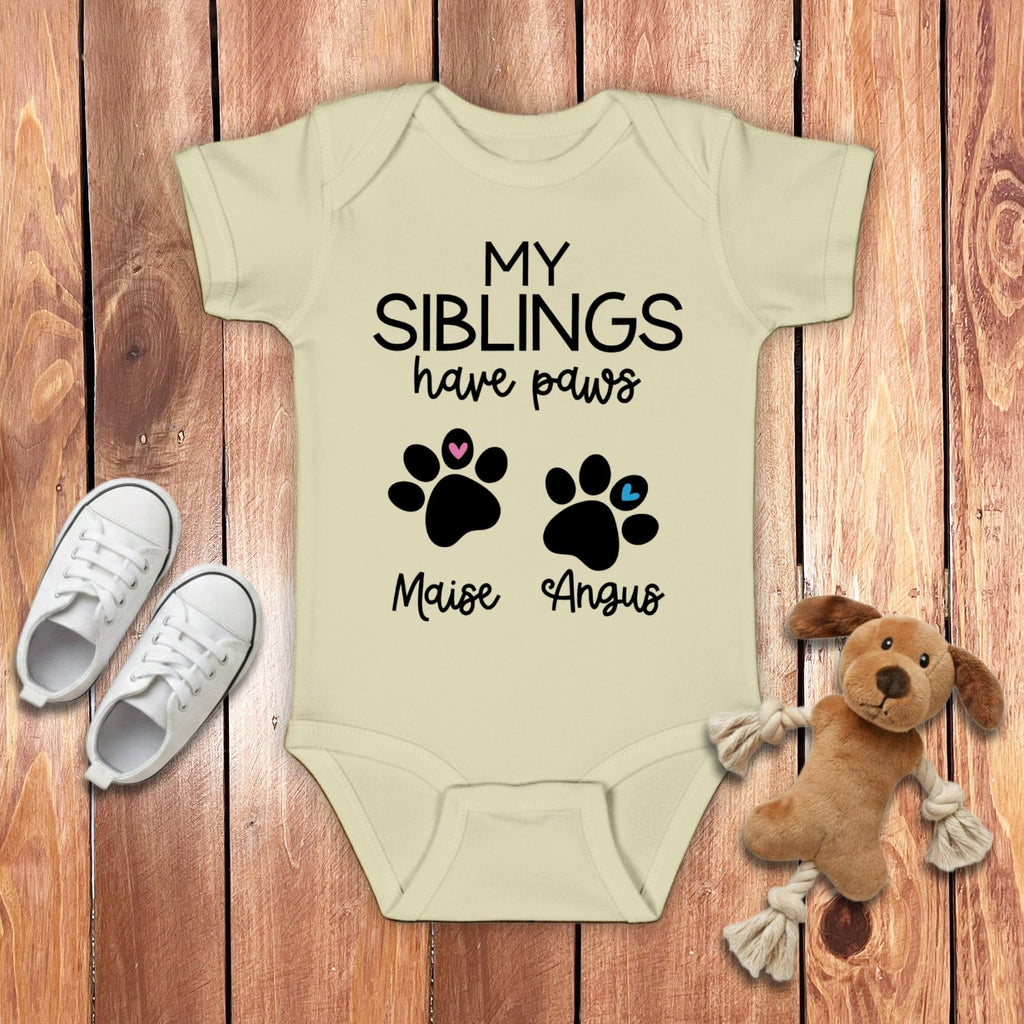 Custom My Siblings Bodysuit in Natural / NB (0-3M) by Puppy Jo