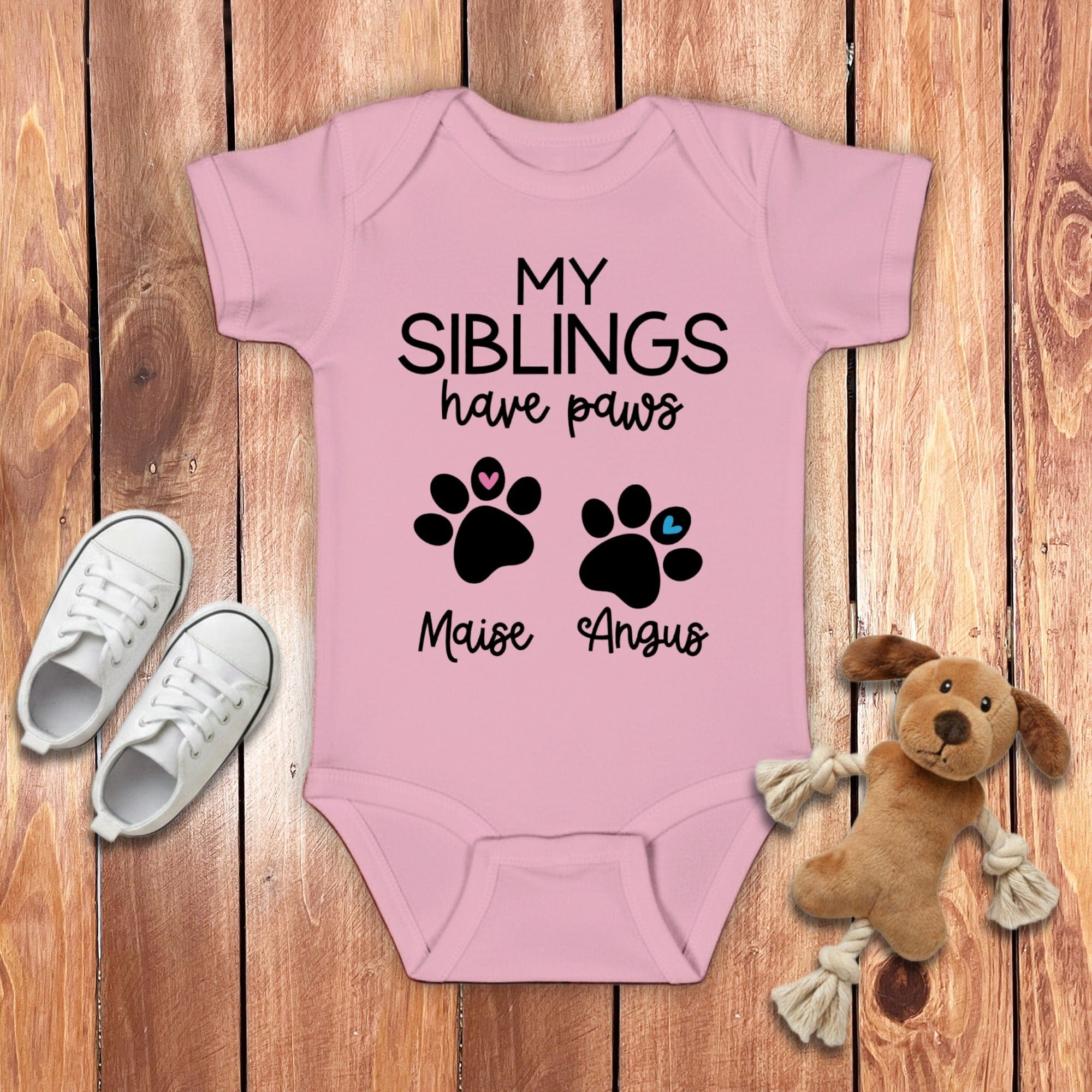 Custom My Siblings Bodysuit in Pink / NB (0-3M) by Puppy Jo