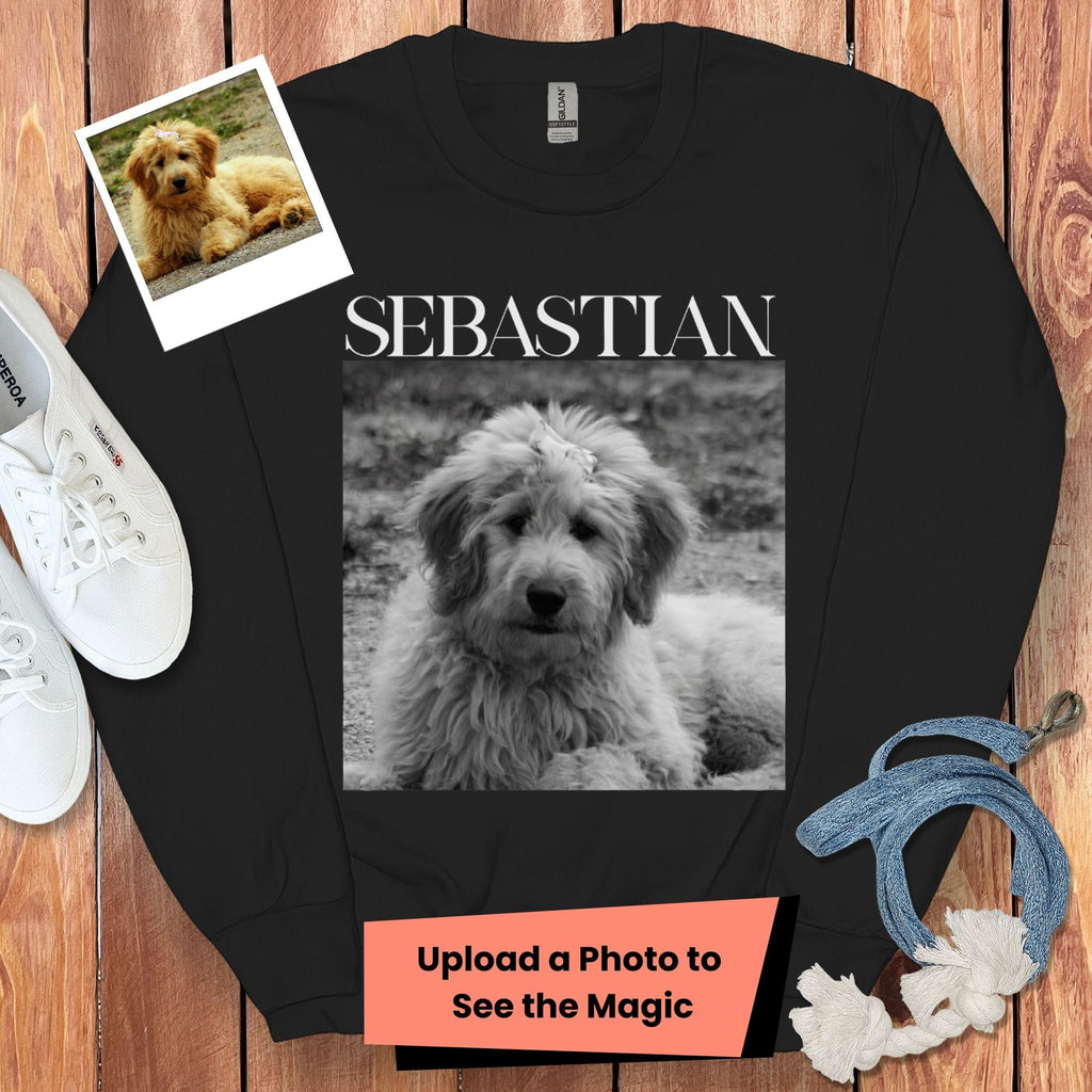 Custom Pet Photo Name Sweatshirt in Black / S by Puppy Jo