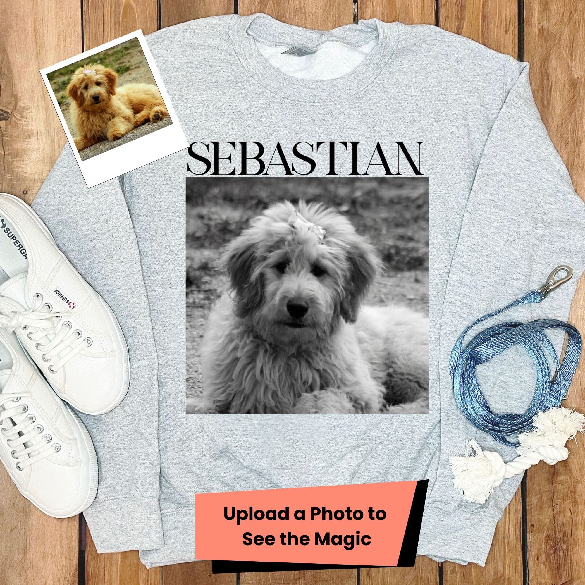 Custom Pet Photo Name Sweatshirt in Sport Grey / S by Puppy Jo