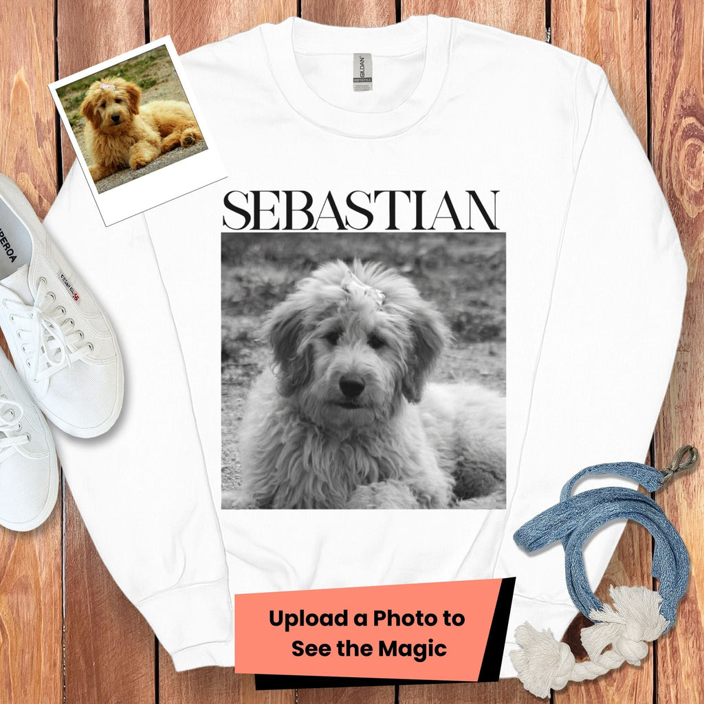 Custom Pet Photo Name Sweatshirt in White / S by Puppy Jo