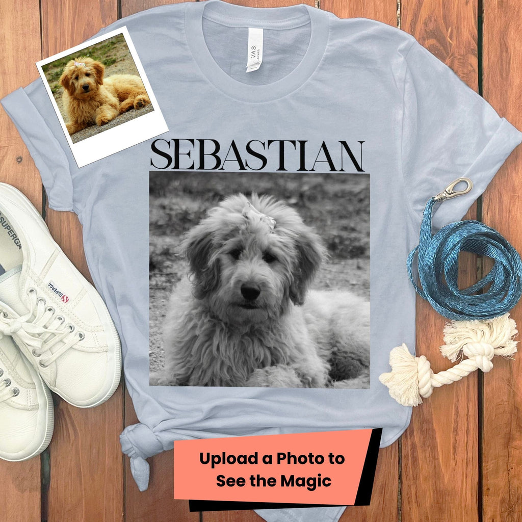 Custom Pet Photo Name T-Shirt in Athletic Heather / S by Puppy Jo