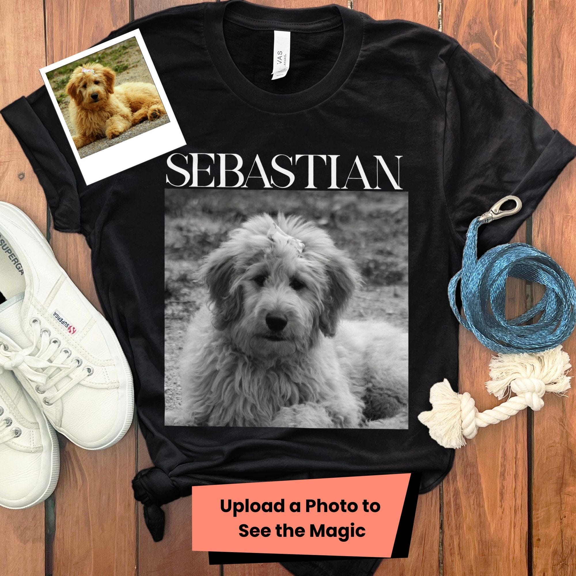 Custom Pet Photo Name T-Shirt in Black / S by Puppy Jo