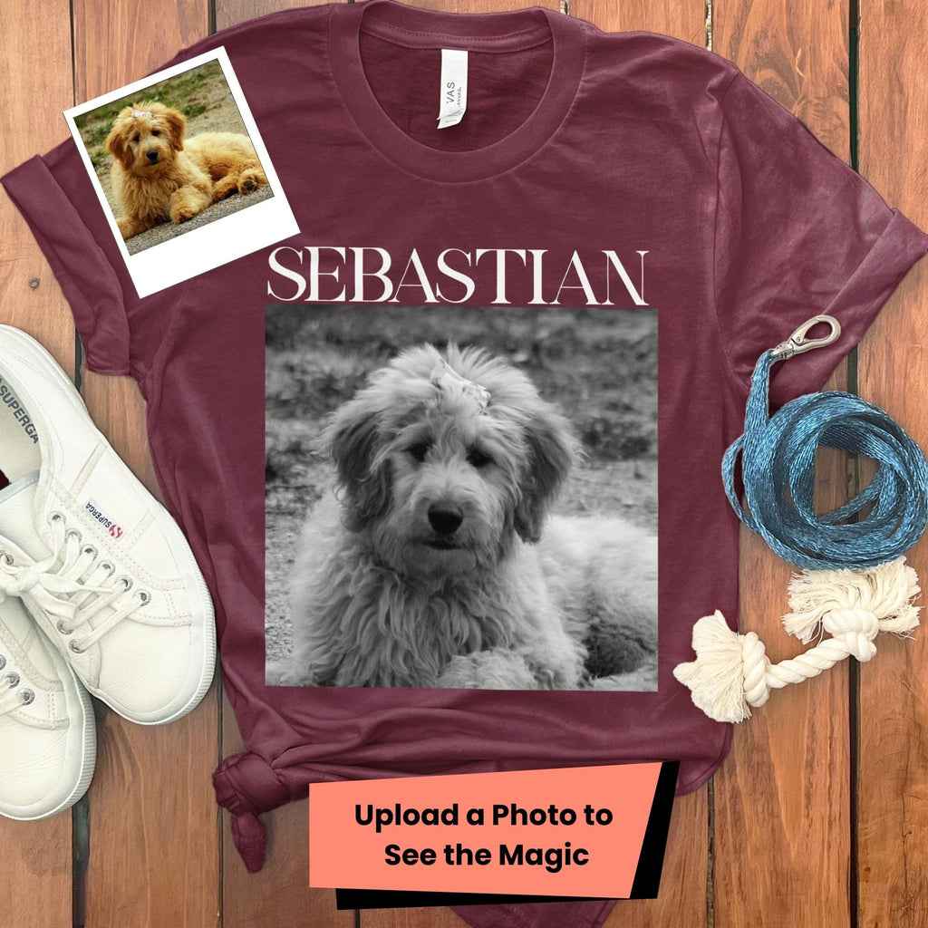 Custom Pet Photo Name T-Shirt in Maroon / S by Puppy Jo