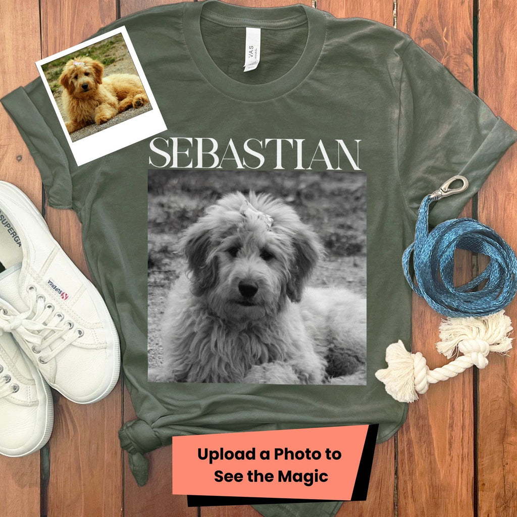 Custom Pet Photo Name T-Shirt in Military Green / S by Puppy Jo
