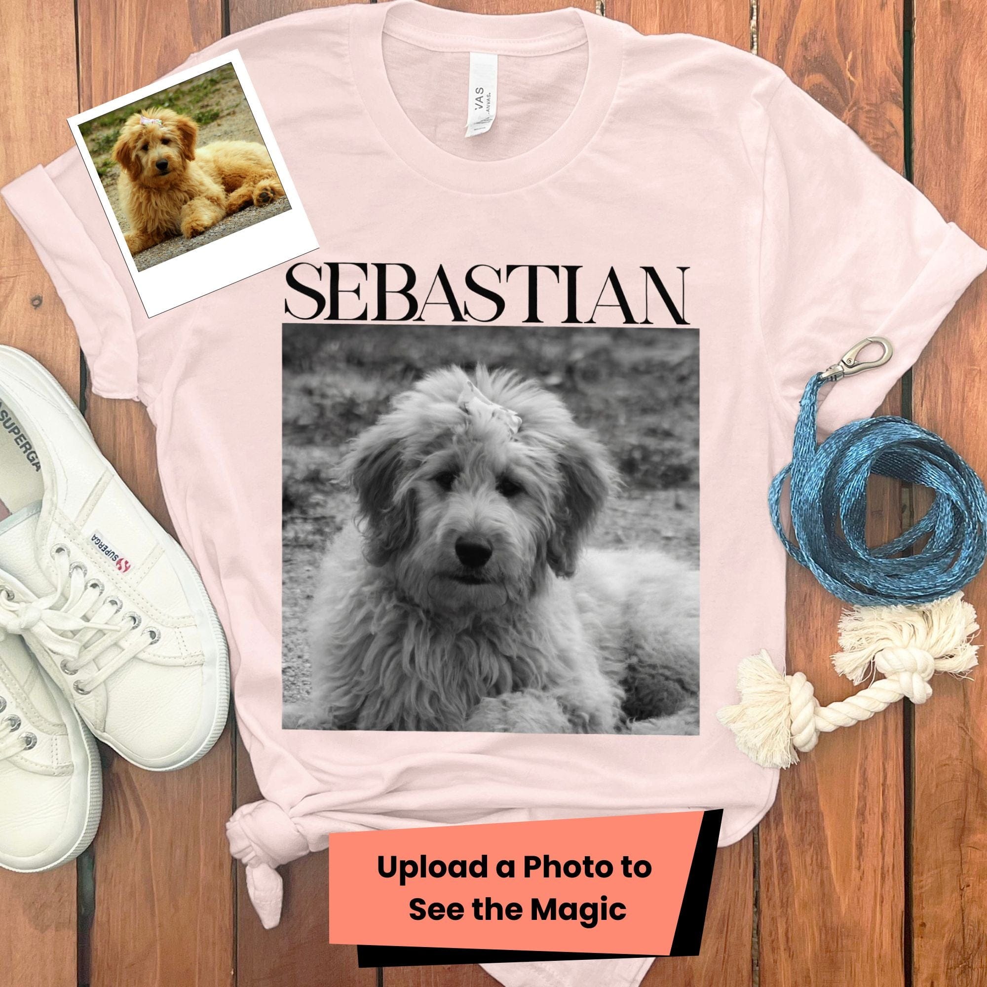 Custom Pet Photo Name T-Shirt in Soft Pink / S by Puppy Jo