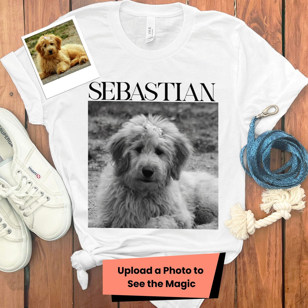 Custom Pet Photo Name T-Shirt in White / S by Puppy Jo
