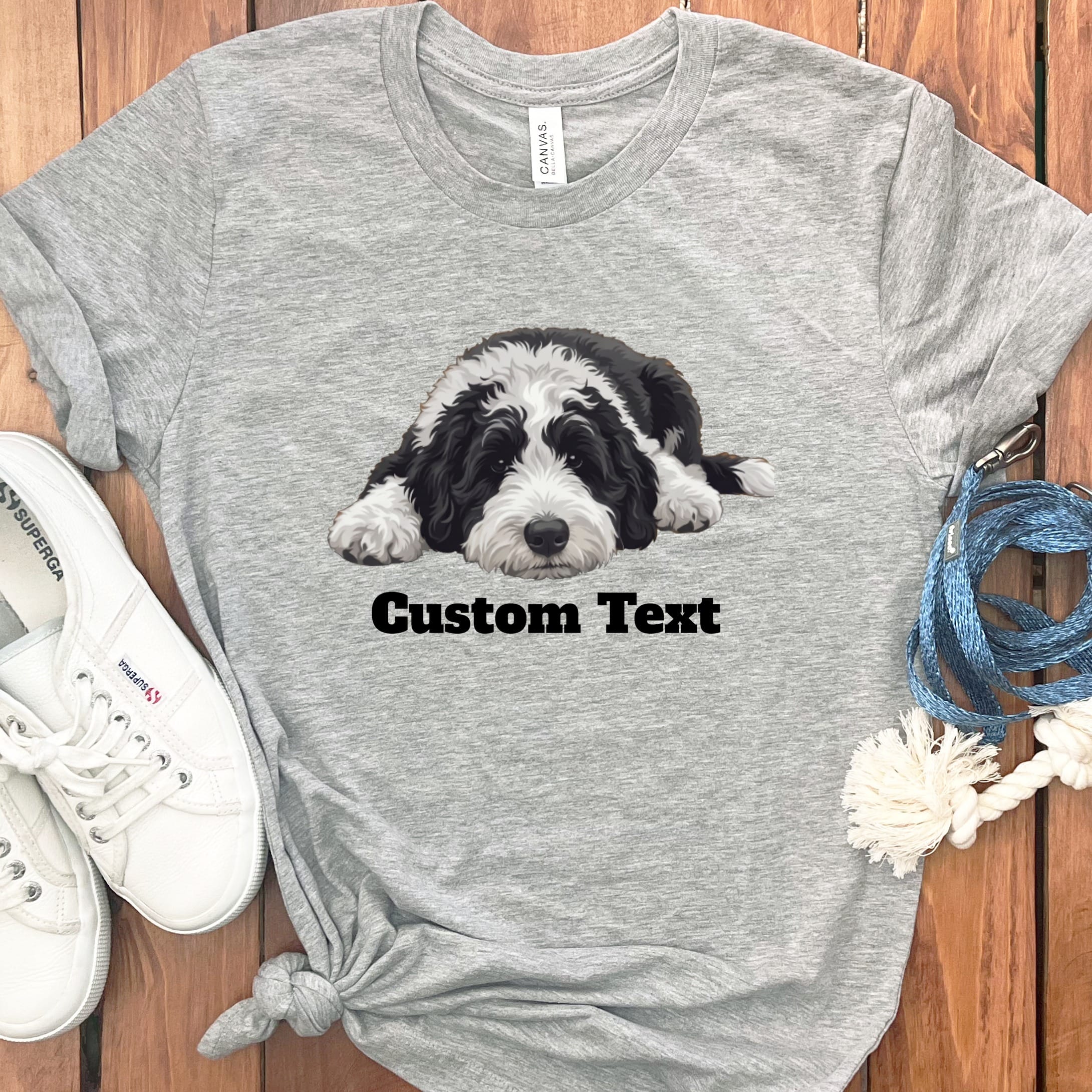 Custom Sleeping Sheepadoodle T-Shirt in Athletic Heather / S by Puppy Jo