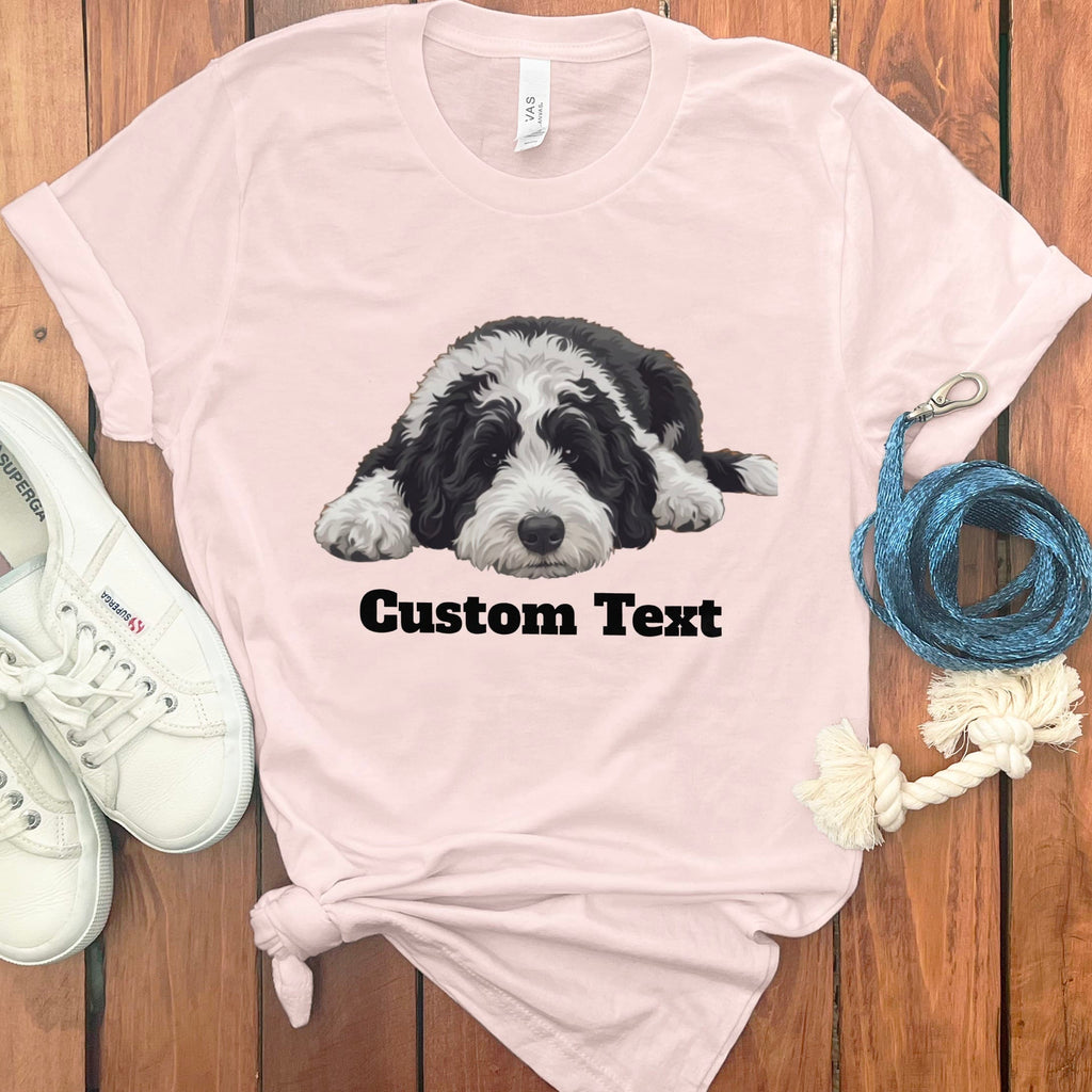 Custom Sleeping Sheepadoodle T-Shirt in Soft Pink / S by Puppy Jo