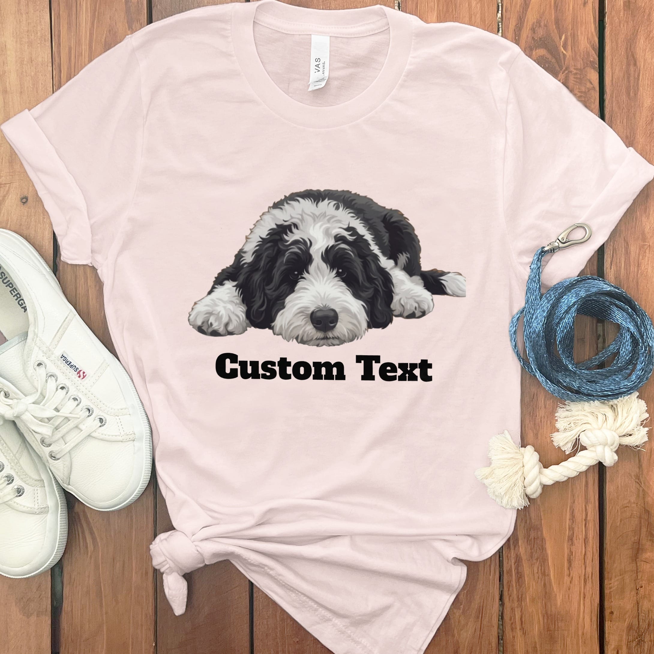 Custom Sleeping Sheepadoodle T-Shirt in Soft Pink / S by Puppy Jo