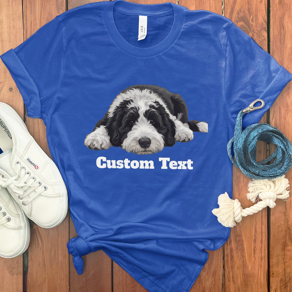 Custom Sleeping Sheepadoodle T-Shirt in True Royal / S by Puppy Jo