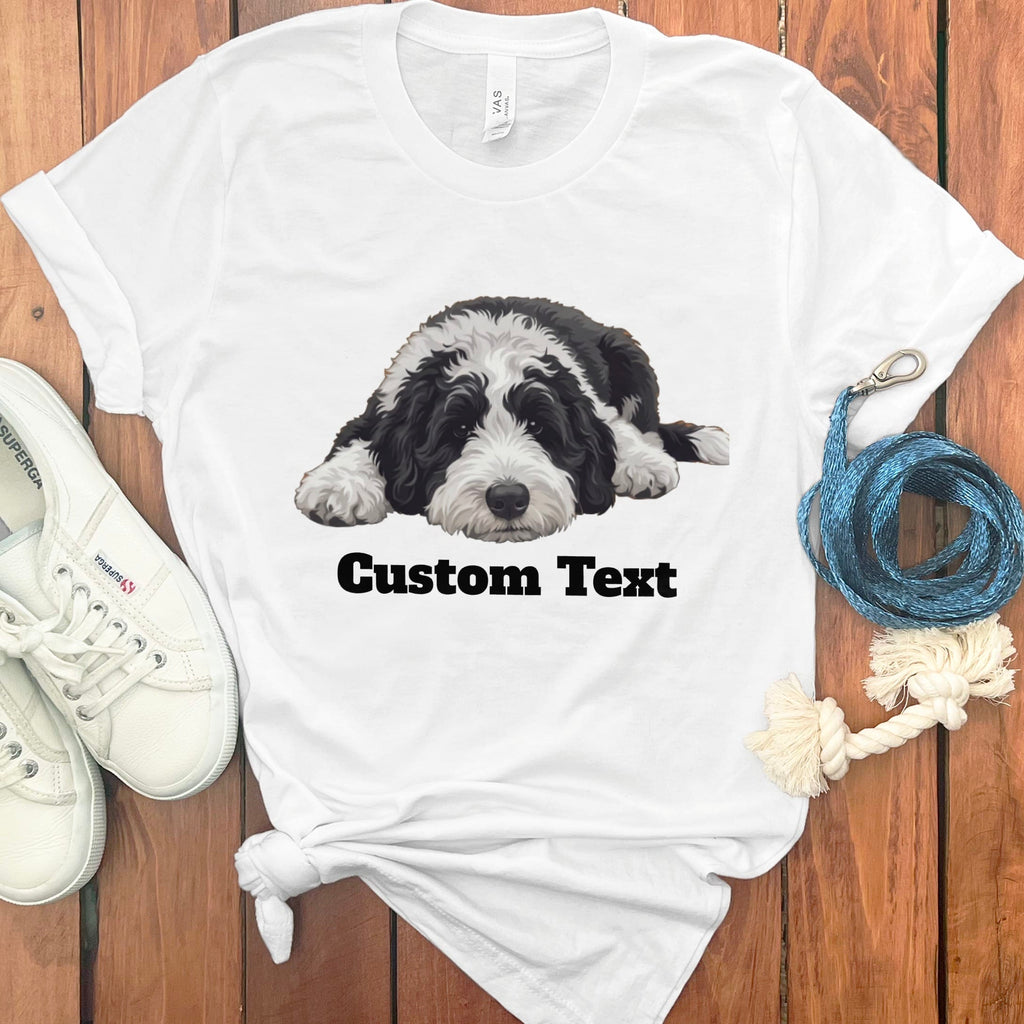 Custom Sleeping Sheepadoodle T-Shirt in White / S by Puppy Jo