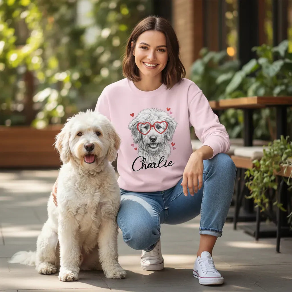 Custom Valentine Dog Sketch Sweatshirt in by Puppy Jo