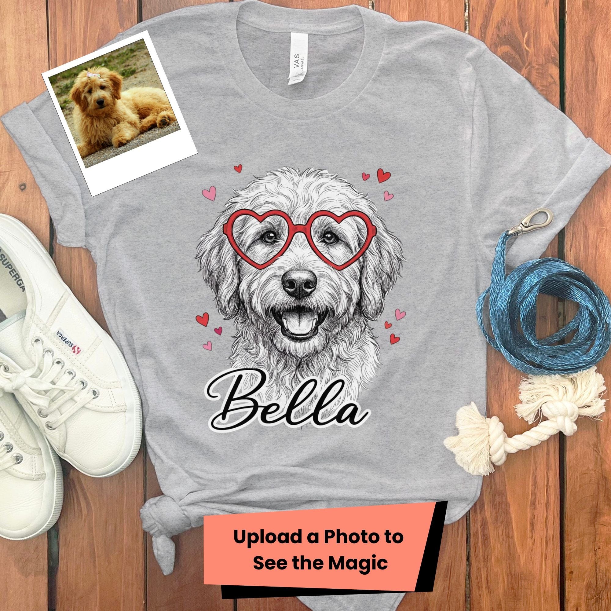 Custom Valentine Dog Sketch T-Shirt in Athletic Heather / S by Puppy Jo