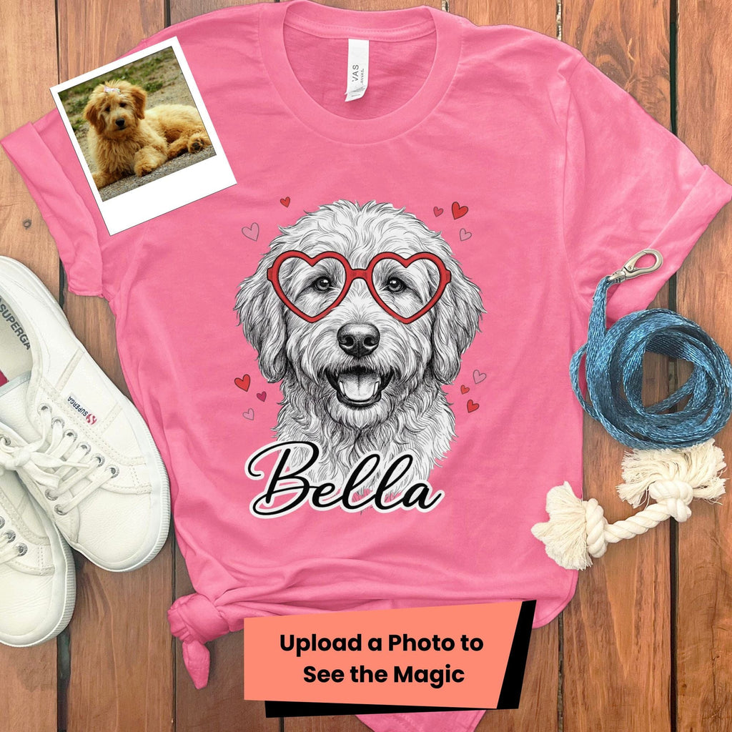 Custom Valentine Dog Sketch T-Shirt in Charity Pink / S by Puppy Jo