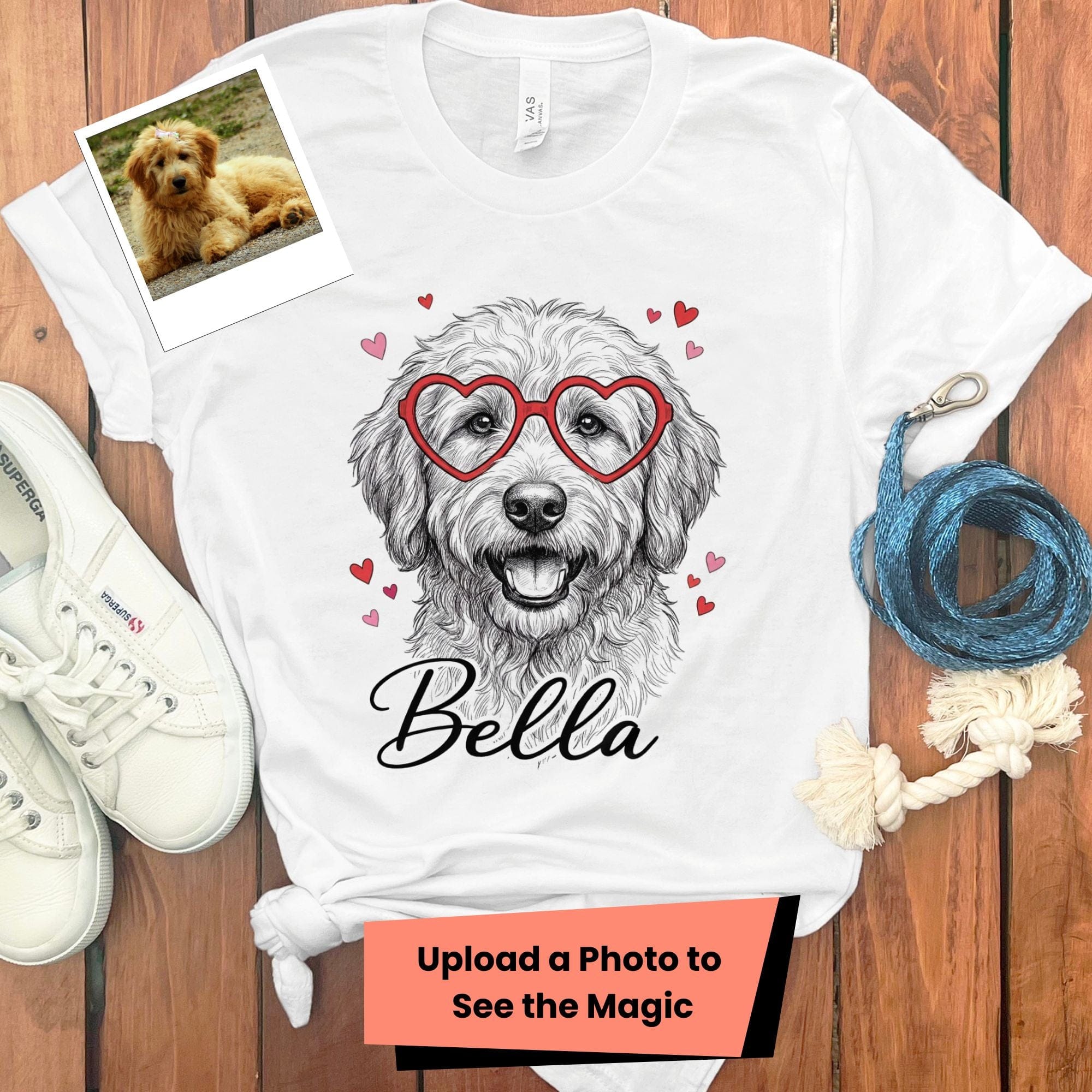 Custom Valentine Dog Sketch T-Shirt in White / S by Puppy Jo
