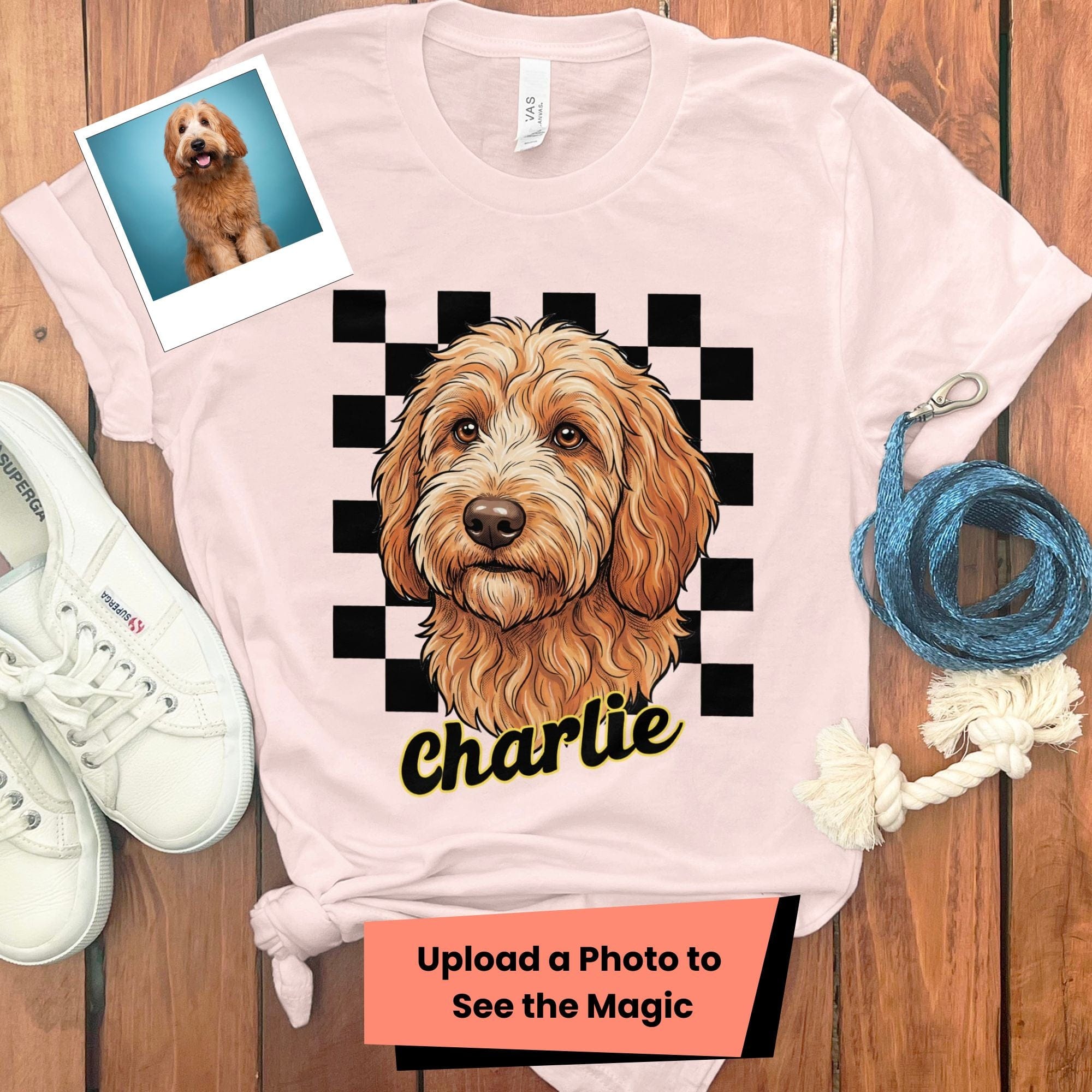 Custom Vintage Dog T-Shirt in Soft Pink / S by Puppy Jo