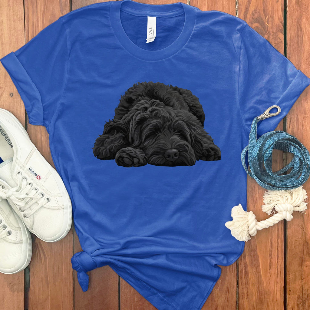 Black Goldendoodle Snoozing T-Shirt in True Royal / S by Puppy Jo