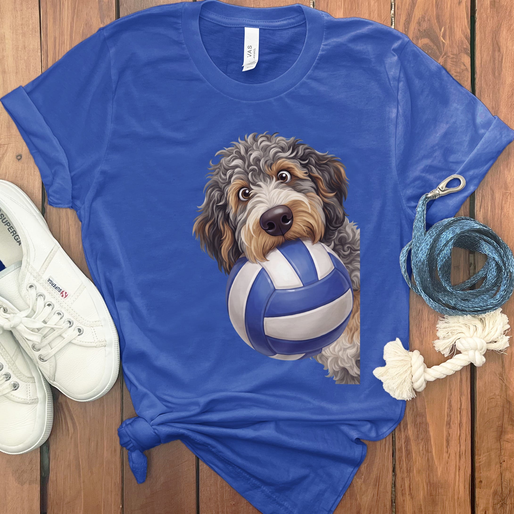 Aussiedoodle Volleyball T-Shirt in True Royal / S by Puppy Jo