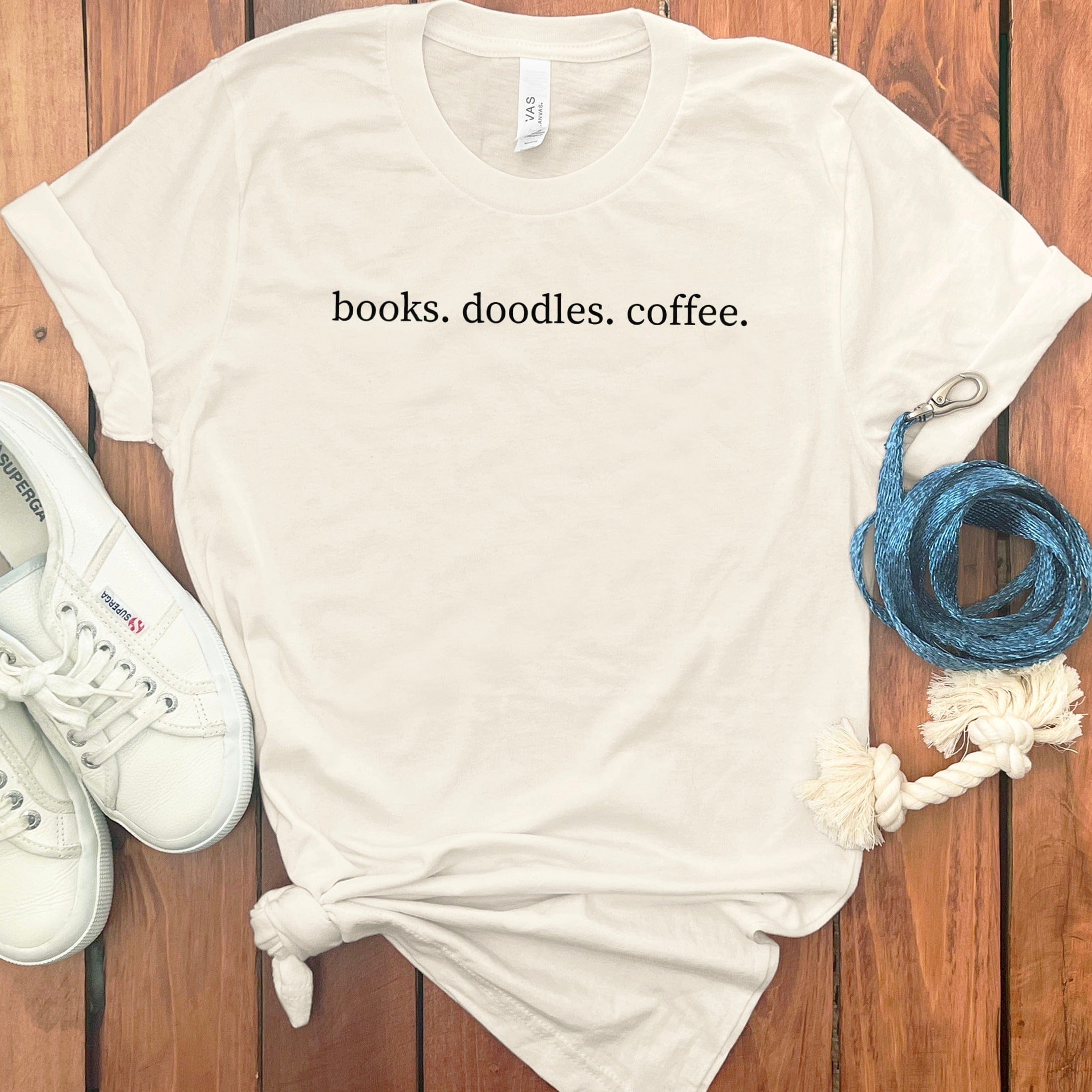 Books Doodles Coffee Casual Style Tee