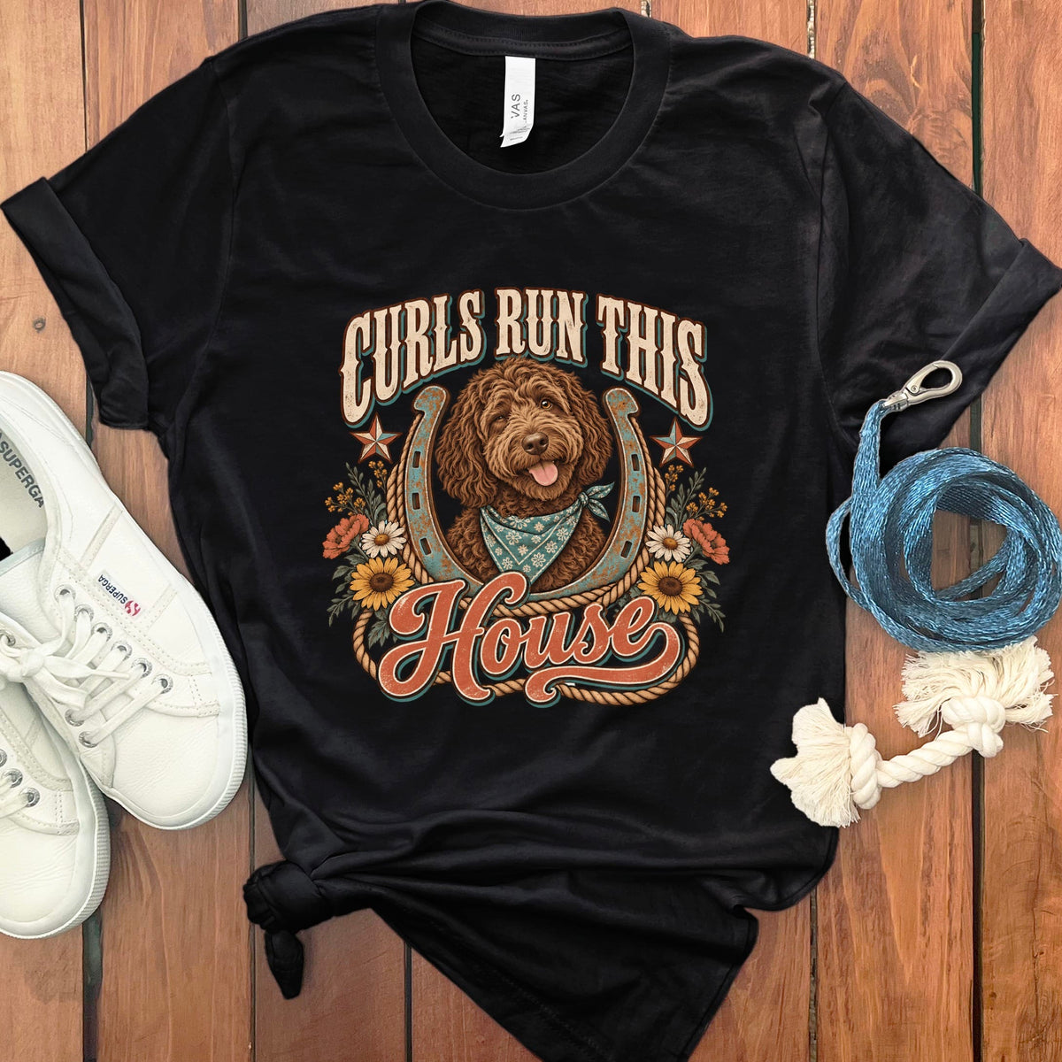 Curls House Doodle T-Shirt in Black / S by Puppy Jo