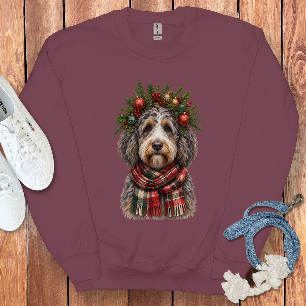 Aussiedoodle Holiday Crown Sweatshirt in Maroon / S by Puppy Jo