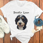 Doodle Love Graphic Design on White Shirt