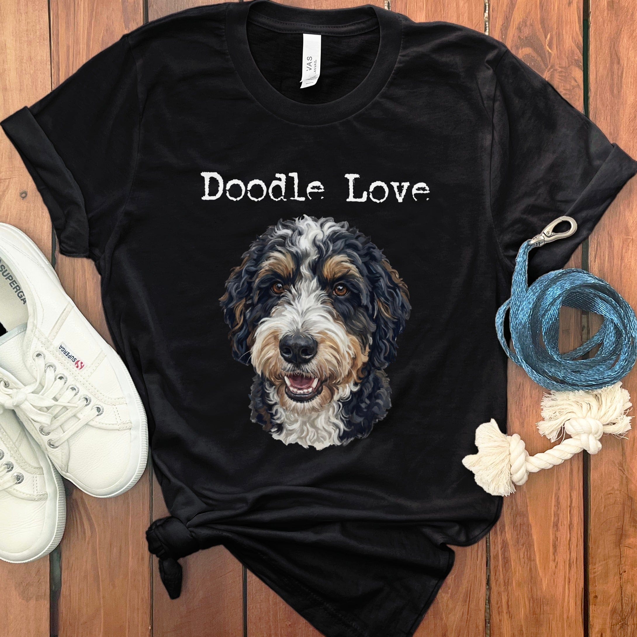 Doodle Love Graphic T-shirt with Dog Portrait Design
