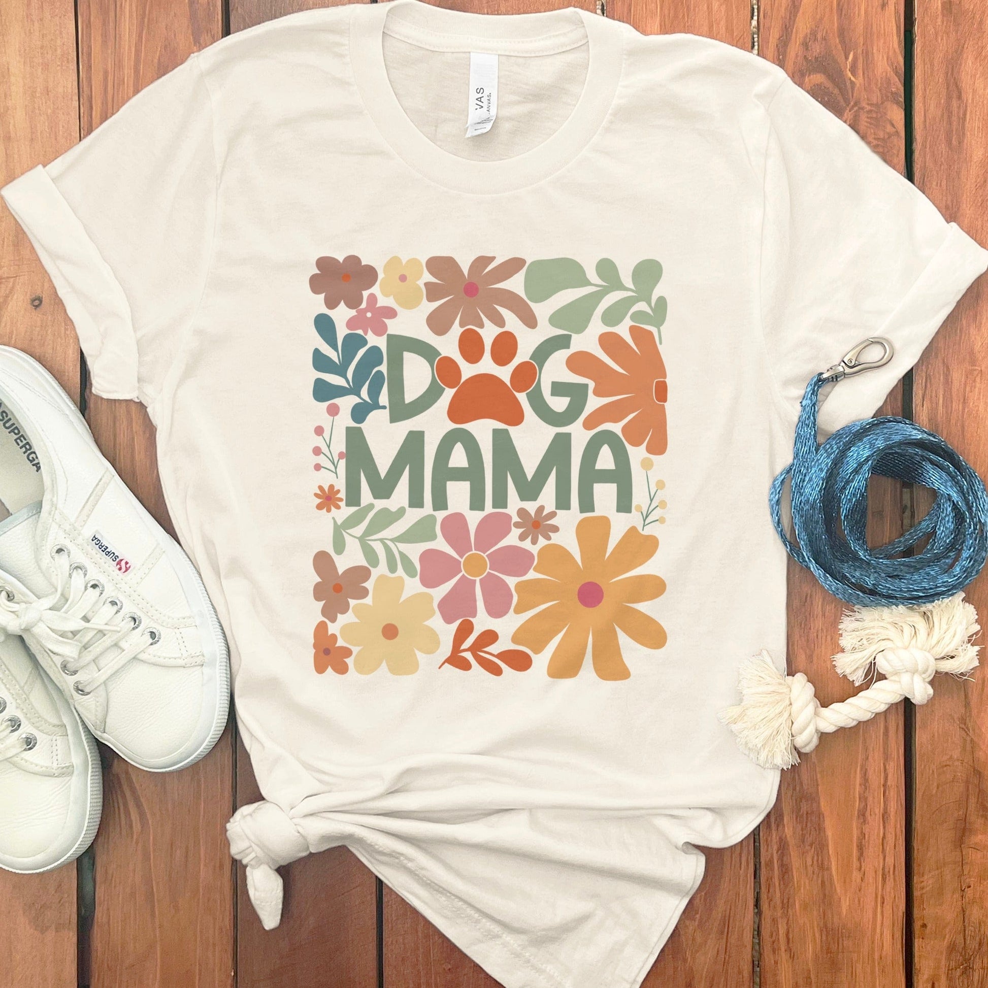 Dog Mama Floral Graphic T-Shirt Colorful Pet Lover product type