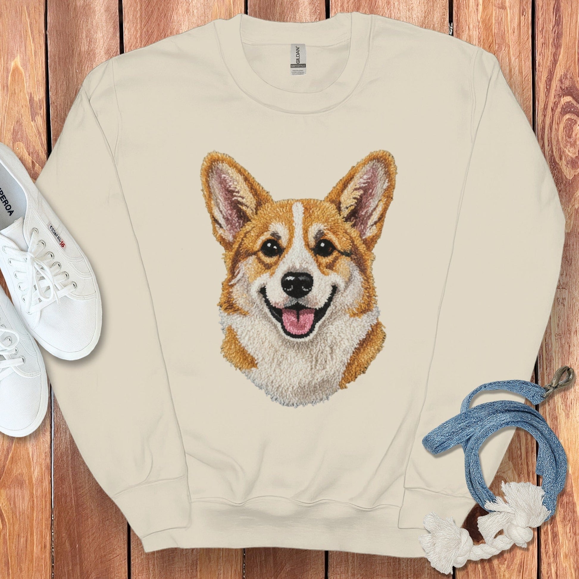 Smiling Corgi Dog Embroidery Design Sweatshirt product