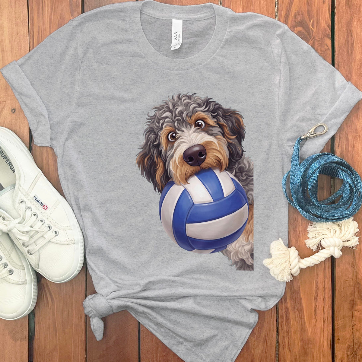 Aussiedoodle Volleyball T-Shirt in Athletic Heather / S by Puppy Jo