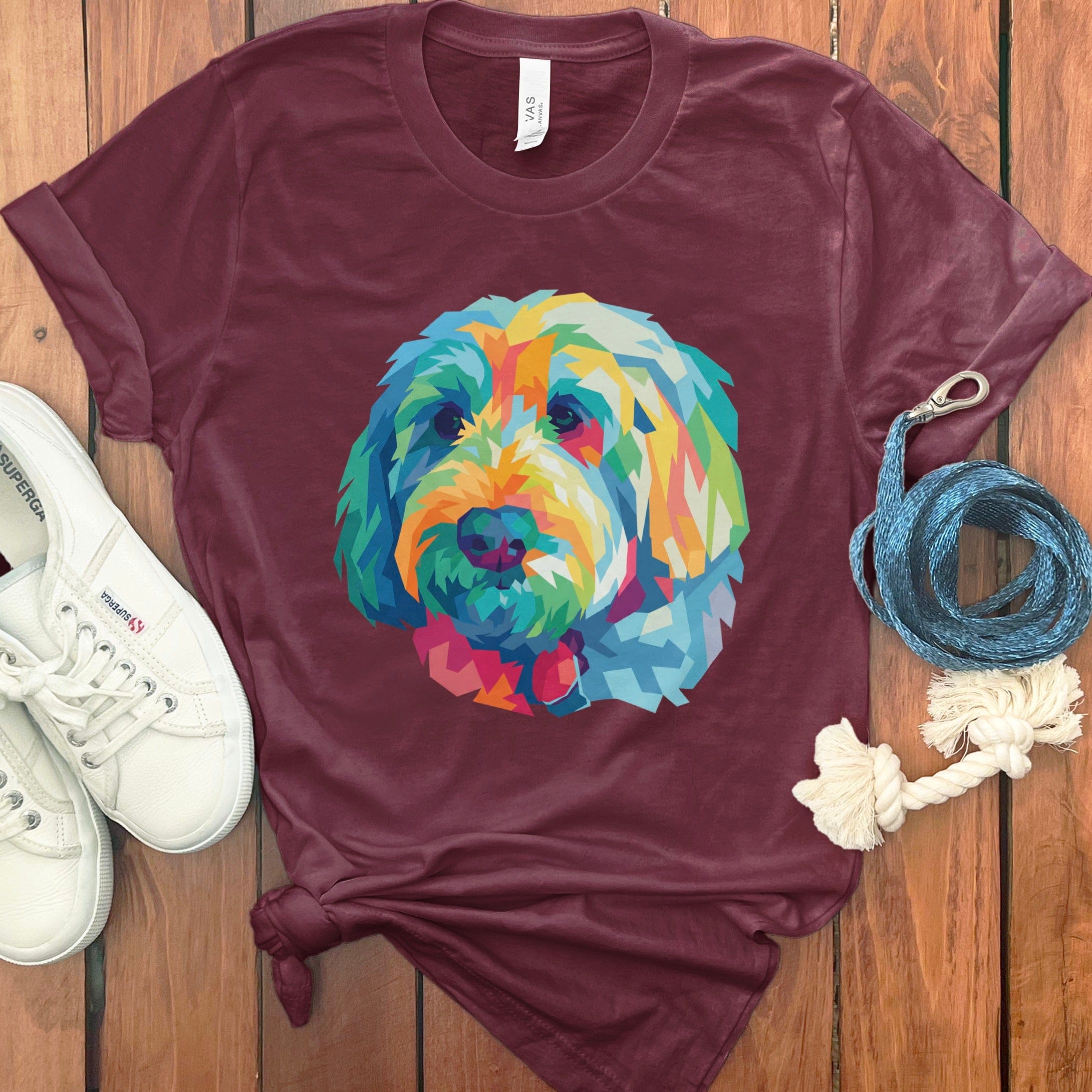 Colorful Abstract Dog Print T-Shirt for Dog Lovers
