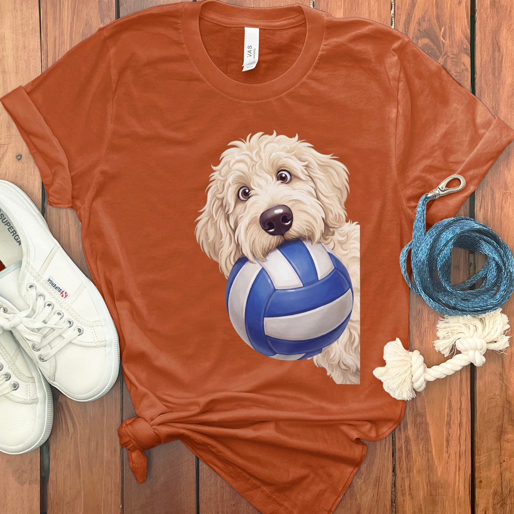 Cream Goldendoodle Volleyball T-Shirt in Autumn / S by Puppy Jo