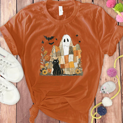 Spooky Ghost and Black Cat Graphic T-Shirt product