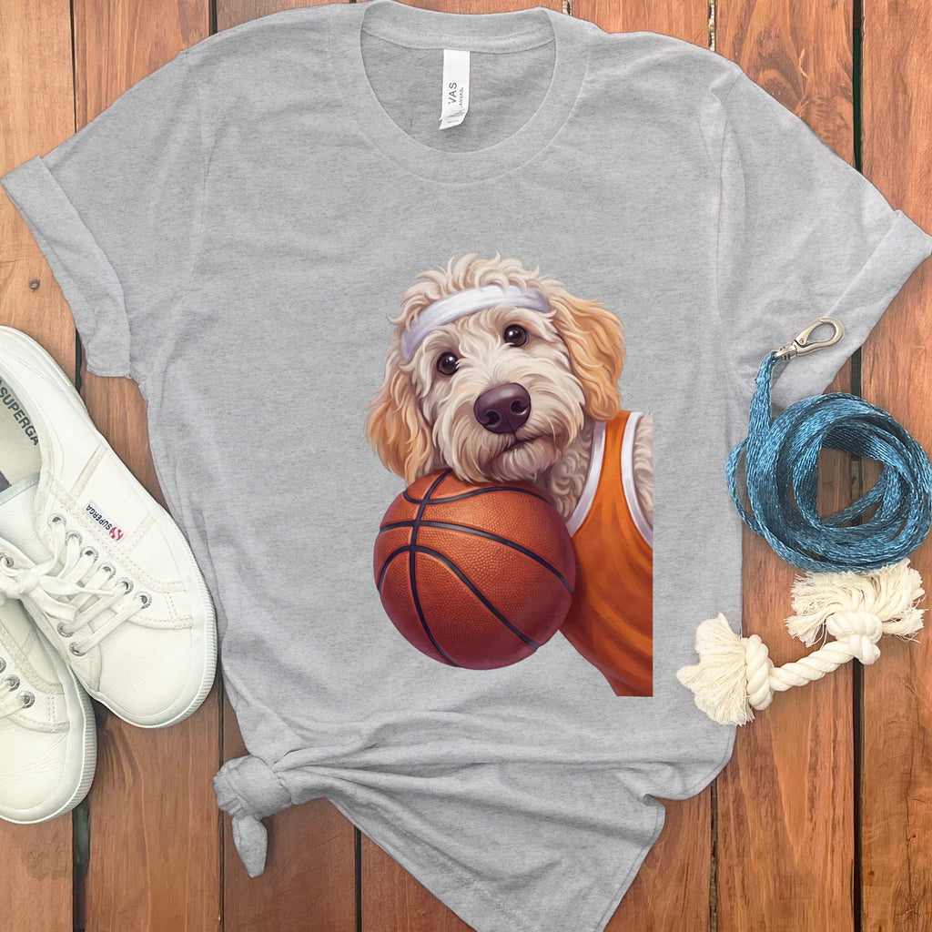 Maltipoo Basketball Player T-Shirt in Athletic Heather / S by Puppy Jo