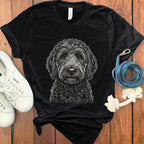 Dog Illustration Graphic Black T-Shirt for Casual Wear